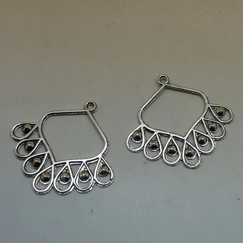 Free shipping Antique Silver Planted Filigree Earrings Earrings Porous