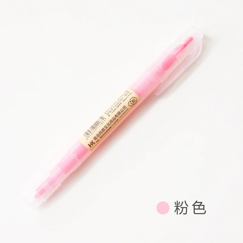 Dual Head Writing 2 in 1 Highlighter Pen Japanese Stationery Cute Office School Supplies - Цвет: F Pink