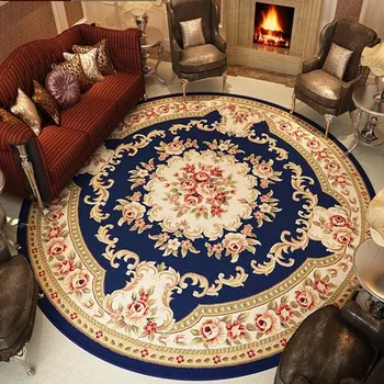 

Big size retro floral rocking chair mat , round shaped thicken decoration carpet, beige ground mat ,coffee table carpet
