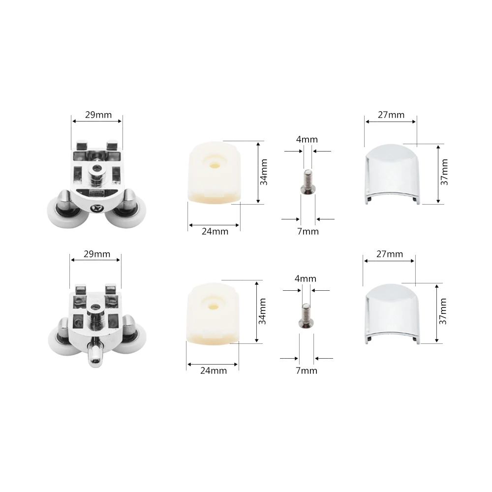 До 4 никель-металл-8 шт./компл. 23 мм/25 мм ролики для душевой двери из цинкового сплава с двойными колёсами из раздвижная душевая дверь на роликовом подшипнке колеса бегунов Замена