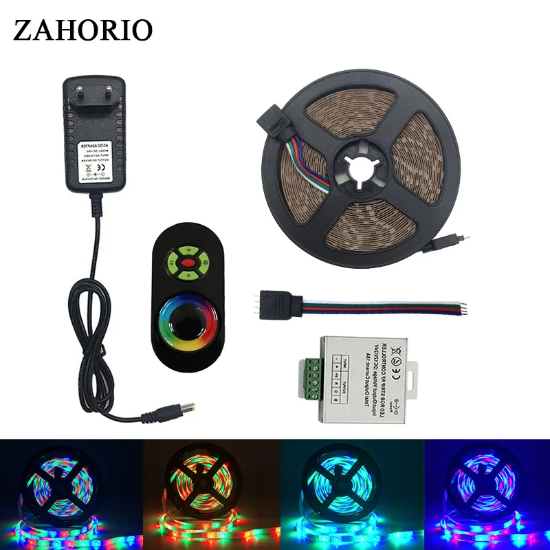 2835 SMD RGB Светодиодные ленты огни 5 м 10 м 15 м 20 м нет Водонепроницаемые гибкие RGB лента один комплект + сенсорный контроллер + DC 12 В Питание