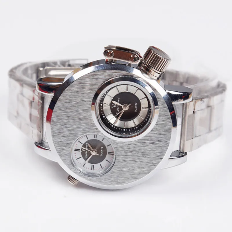 Dual Dial Men Quartz Watch Casual Decorative Little Dials Fashion