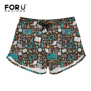 

FORUDESIGNS 2018 Science Pattern Summer Comfort Women Short Quick Dry Short Girls Ladies Fashion Board Shorts Female