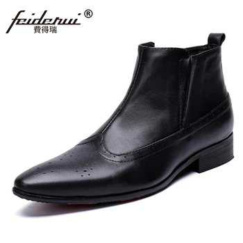 

Italian Designer Pointed Toe Man Handmade Cowboy Shoes Genuine Leather High-Top Men's Breathable Riding Ankle Boots SL311
