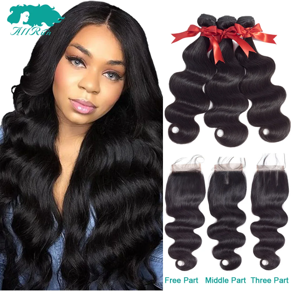Buy Brazilian Hair Body Wave Bundles With Closure 3/4