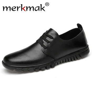 

Big Size 2020 Spring Genuine Leather Men's Shoes Lace-up Man Outdoor Casual Shoes Thick Bottom Stitch Non-slip Male Shoes