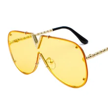 Fashion Personality Trends Men’s V-Sunglasses Sunglasses Siamese Personality Glasses Sunglasses