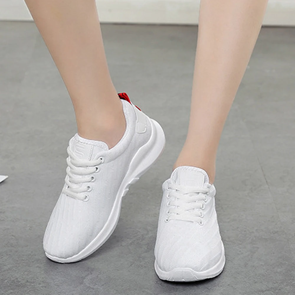 

Puimentiua Ladies Fashion Mesh Casual Breathable Shoes Woman Flat Sneakers 2019 Female Soft Lace-up Vulcanized Shoes Plus Size