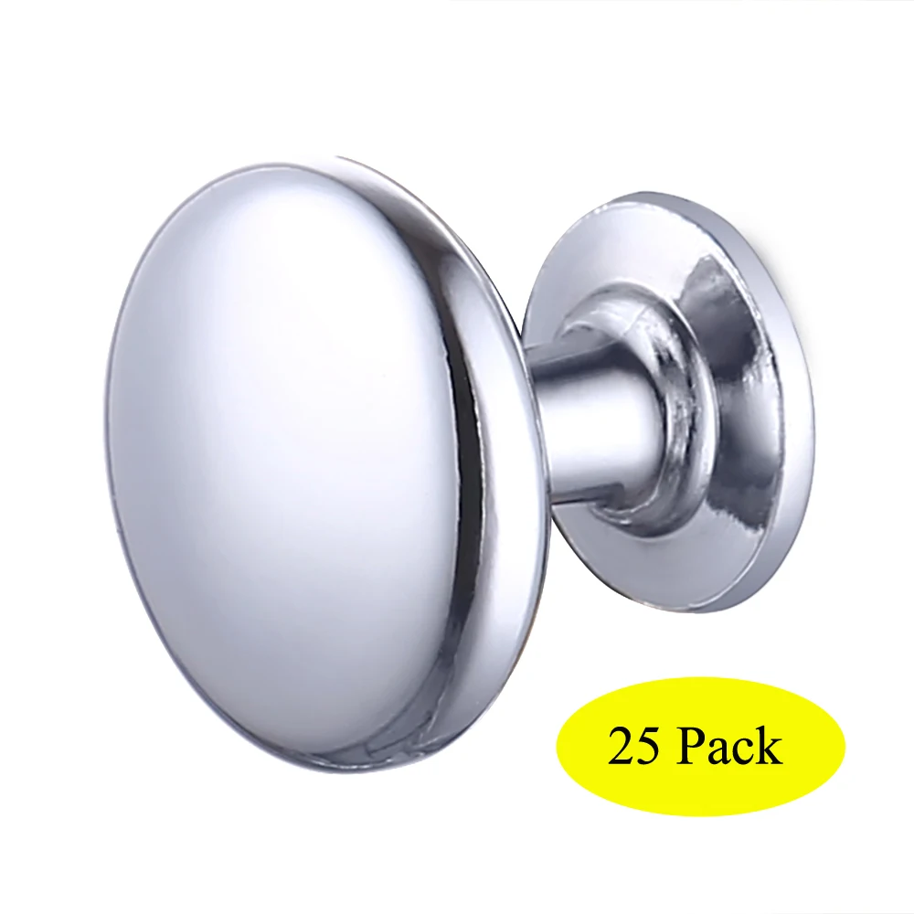 

KES HCK300-P25 Cabinet Hardware Round Mushroom Knob Polished Chrome 1-1/4" Diameter, 25 Pack