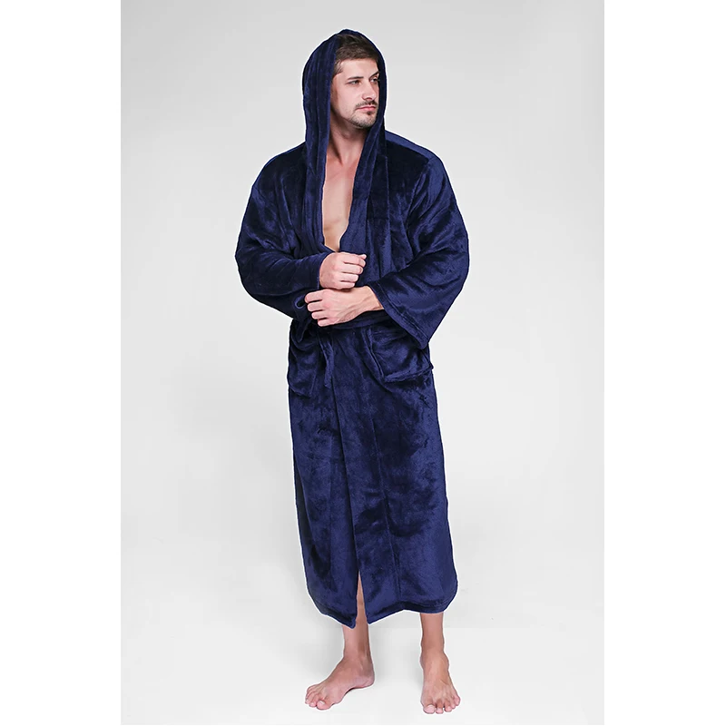 Flannel mens bath robe thick couple bathrobes plus size women fur robe solid warm winter pajamas long sleevee mens robes Da5460