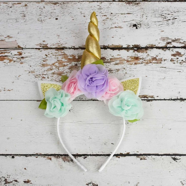 Diademas de unicornio con flores de colores  Unicorn headband, Unicorn  gifts, Unicorn hair