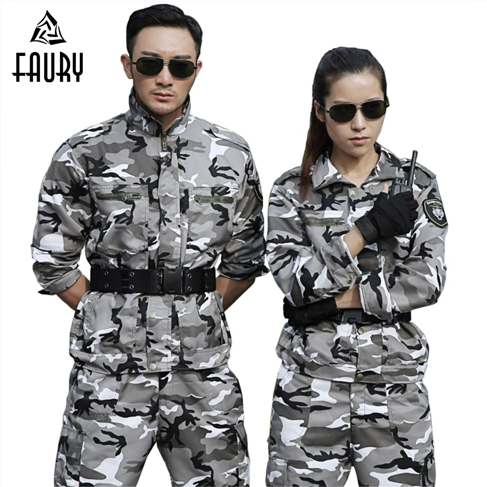 

Military Uniform Snow Camouflage Army Combat Jacket Cargo Pant Uniforme Militar Tactical CS Men WomenTraining Working Clothes