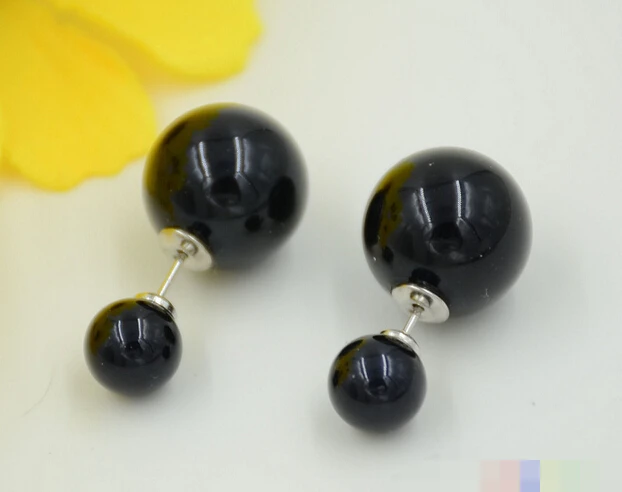 

hot sell new - -hot 12761 BLACK ROUND SOUTH SEA SHELL PEARL STUD EARRING