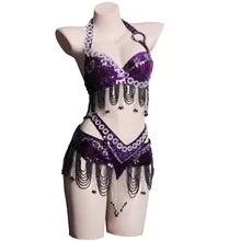 Лидер продаж, Женский комплект для танца живота, костюм, одежда для танца живота, сексуальный ночной танец, танец живота, карнавальные топы, цепочка, бюстгальтер, пояс, WY7123