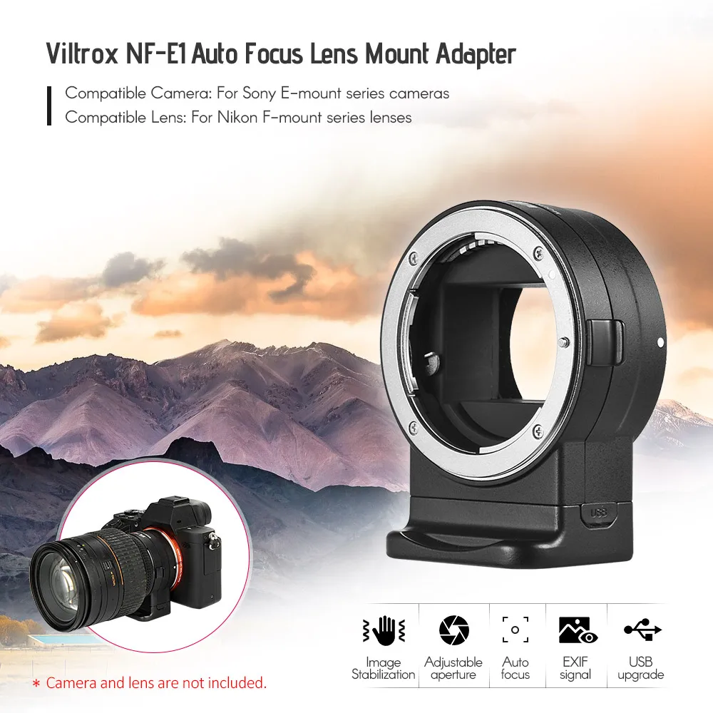 Viltrox NF E1 кольцо адаптер для крепления объектива с автофокусом Nikon F Mount Series Lens Sony E