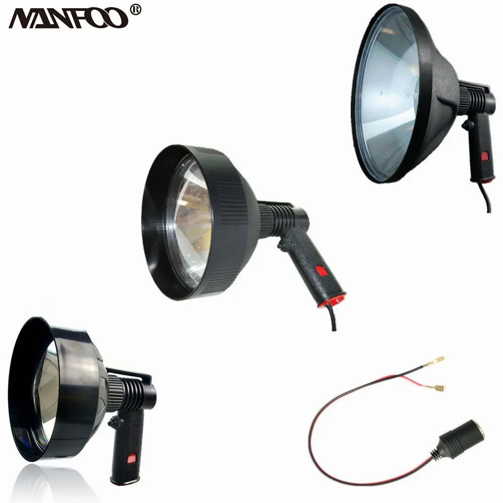 

Hot Selling 100W Halogen Hunting Spotlight 1000LM 12V 150MM/175MM/240MM Spot or Flood Beam Search Spotlight with 12V Female Plug