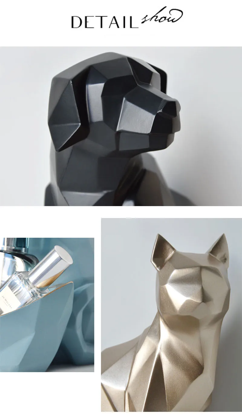 Современная Смола собака абстрактная скульптура кошка украшение статуи геометрические ремесла подарок ТВ кабинет офис статуя Конфеты Ключ коробка для хранения