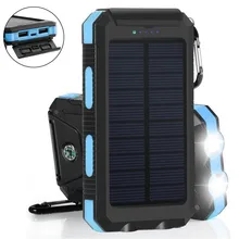 Водонепроницаемый внешний аккумулятор на солнечной батарее, 20000 мА/ч, двойной USB внешний полимерный аккумулятор, внешний светильник, внешний аккумулятор
