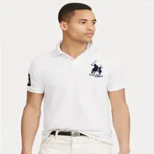 On sale 100% pique cotton 2019 Summer Big horse men short sleeve polos mens shirts ralphmen tops 3 embroidery logo polos shirt