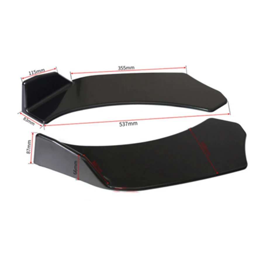 2 piezas negro coche parachoques delantero difusor parachoques Canard labio cuerpo palas divisor labio cuerpo Protector Kit