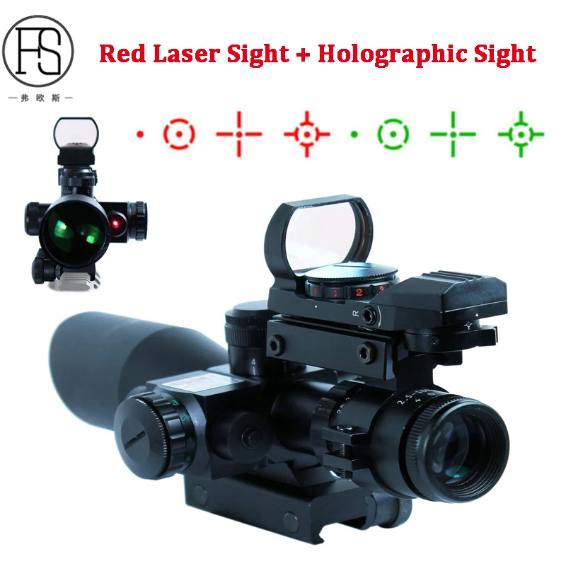 Tactical 2.5 10x40 Red Laser Sight Scope Reflex 4 Reticle Holographic