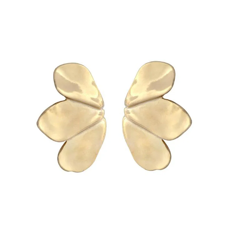 

HUIDANG Minimalist gold alloy butterfly stud earrings medium size simple statement earrings female