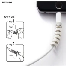 Keithnico 100 шт силиконовый защитный кабель провод ремешок для проводов спиральная трубка намотки кабеля провода хранения для iphone samsung