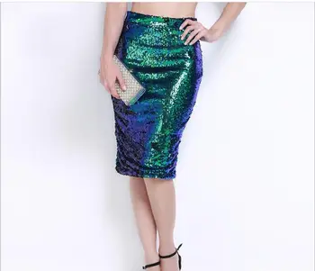 

Saia Midi Time-limited New Arrival Faldas Skirts Skirt Europe And America 2019 Summer Nightclub Bright Piece Sexy High Waist