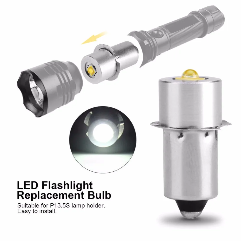P13.5S 3W 3V 4-12V 6-24V LED Upgrade Bulb C/D AA Cell Flashlight Bike Light 
