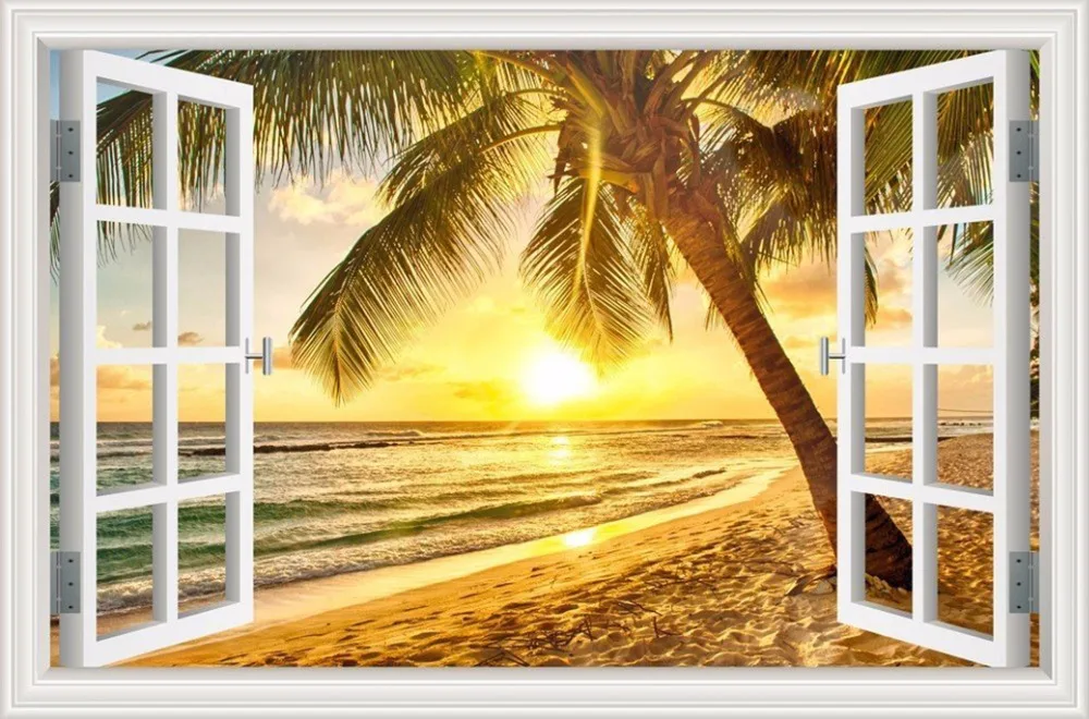 

3D Window outdoor landscape Home Decor Art Fabric poster 20"x13" Decor 07