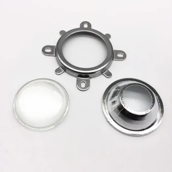 

10W 44mm Glass LED Lens 90Degree + 50mm Round Hole Reflector Collimator + Fixed Bracket for 10W Round Shape High Power COB LED