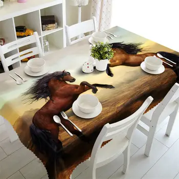 

Round outdoor Tablecloth Wild horse Polyester fiber Waterproof Cabinet Cover wedding table cover Customized size Pillowcase