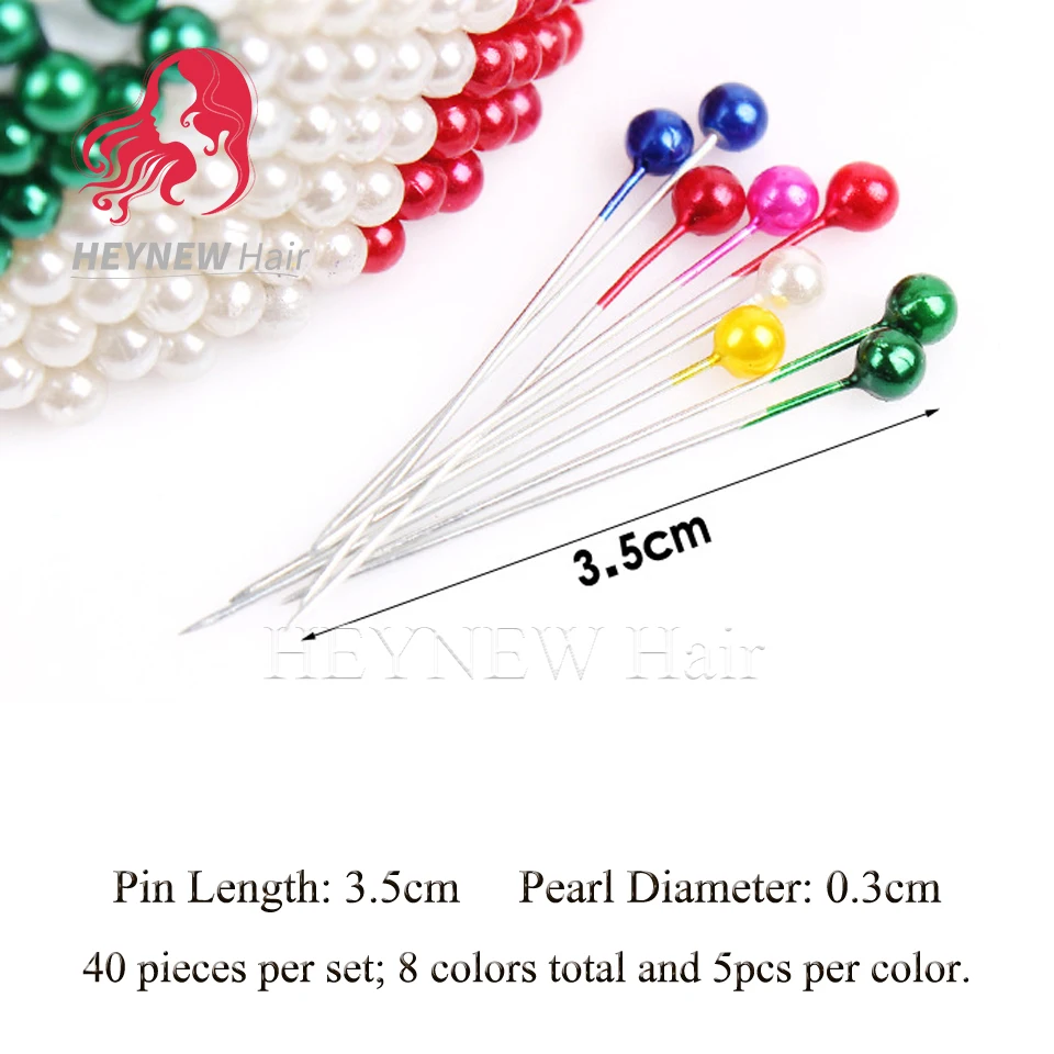 

Wholesale wig accessories 3.5cm push pin for wig making position pin 8 colors 40pcs/set beading needles stainless steel