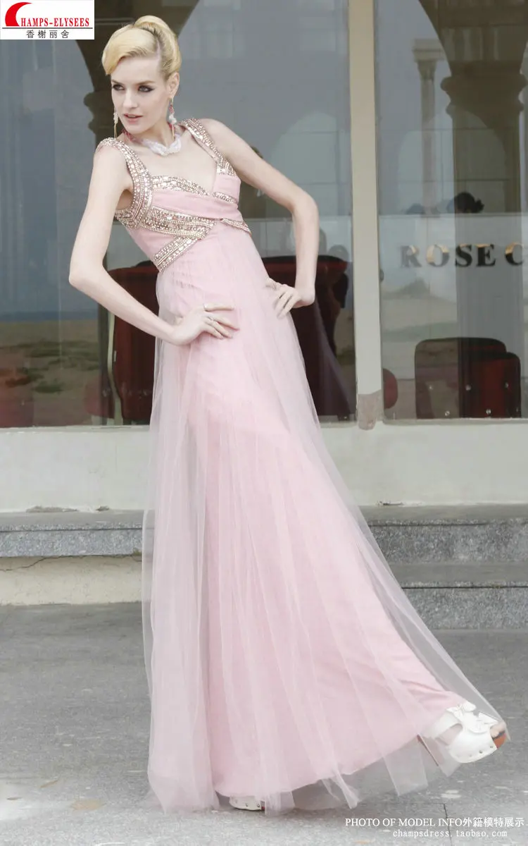 

free shipping 2016 new fashion vestidos robe de soiree pink crystal beaded formales sexy evening gown party Graduation Dresses