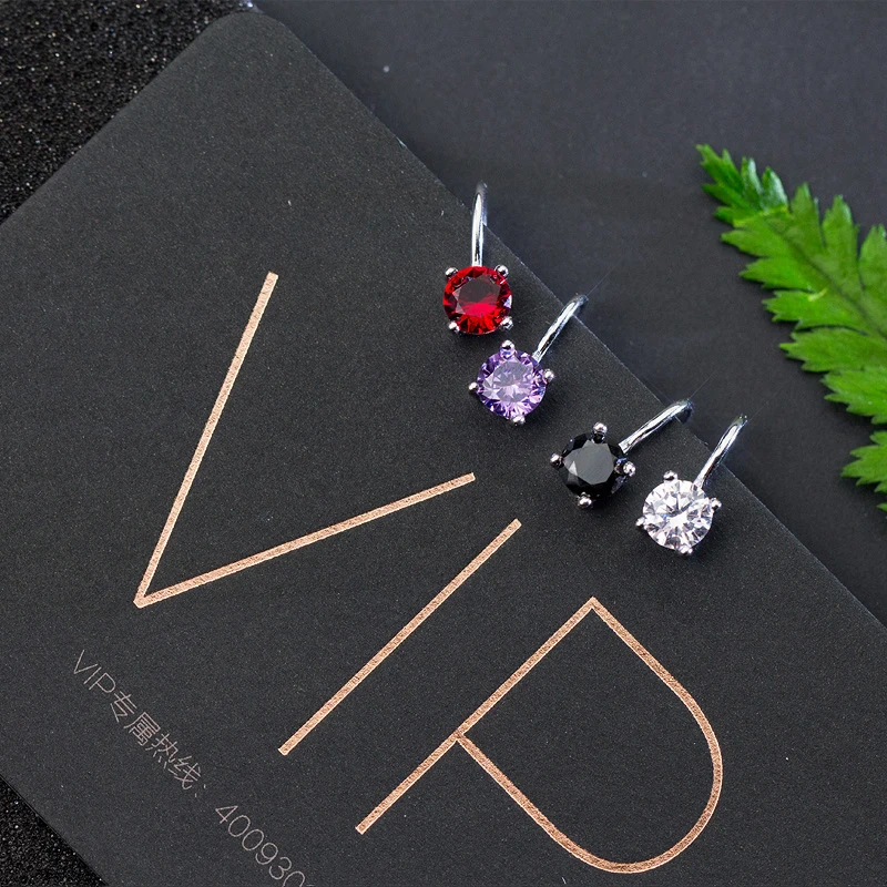 Новое поступление модные 925 пробы серебряные серьги в форме сердца для женщин 4 цвета кубический цирконий роскошный клип серьги для женщин подарок