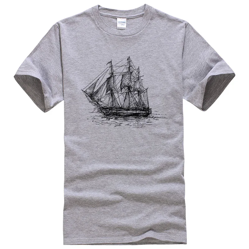 Verano creativo nave diseño algodón camiseta hombres impreso manga corta Tops casual camiseta Camisetas Tees #007