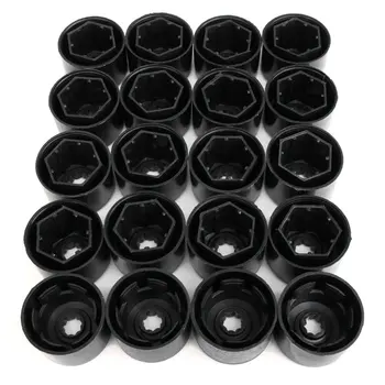 

New 20Pcs ABS Plastic Vehicle Auto Nut Bolt Cover Cap Car Wheel Nut Bolt Cover Cap 17mm Black Engraved For VW Hub