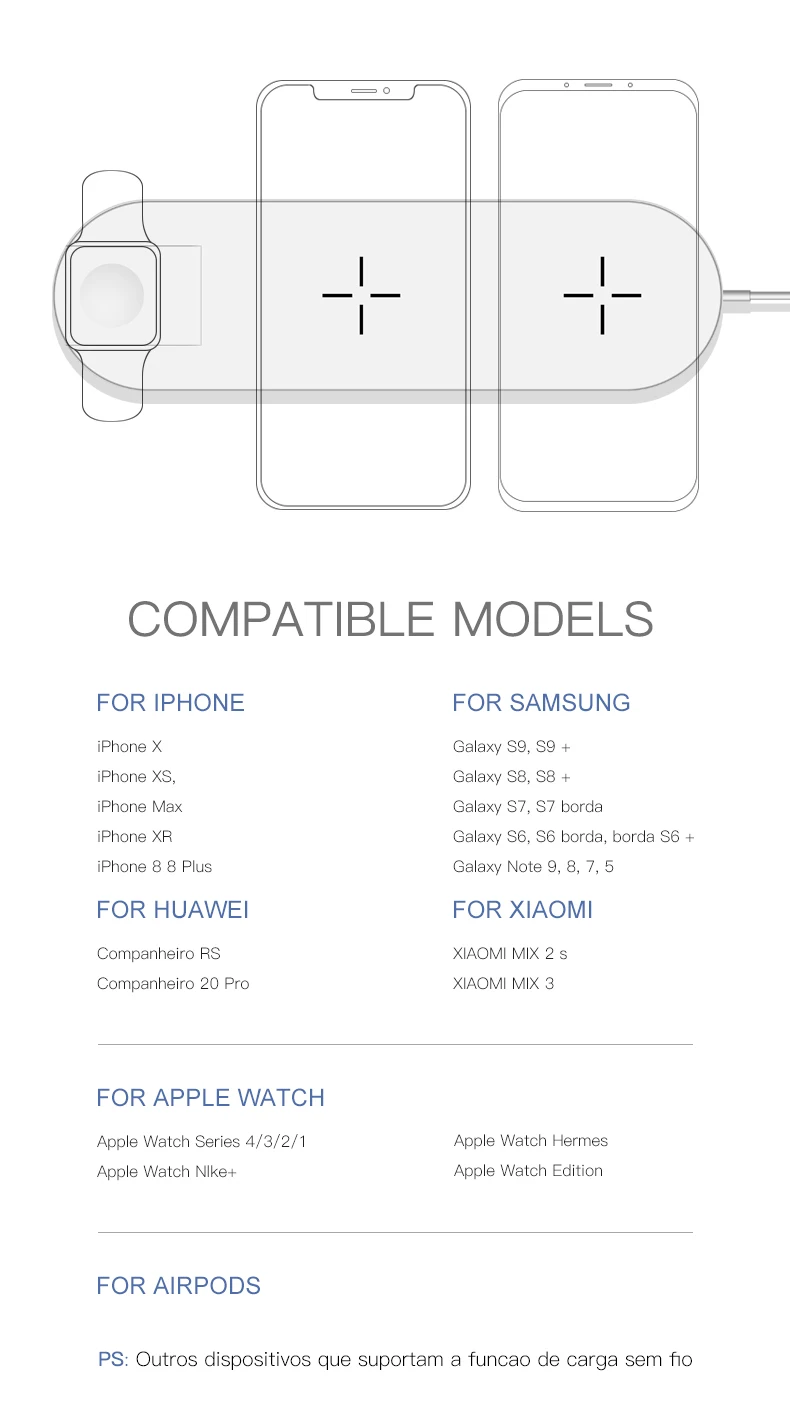 3 в 1 Qi Беспроводное зарядное устройство для iPhone X Xs Max XR Xiaomi быстрая Беспроводная зарядка для Apple Watch 1 2 3 4 AirPods charger dock