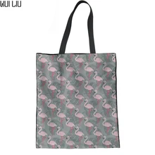 Принт фламинго, женские сумки с ручкой сверху, сумки для девочек, многоразовые сумки для покупок, тканевая сумка-шоппер, пляжная сумка через плечо