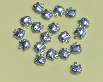

10*10mm Tail Chain Cute Kitty Pendant Little Charms Tags Stainless Steel Fashion Jewelry Accessories DIY Crafts Findings