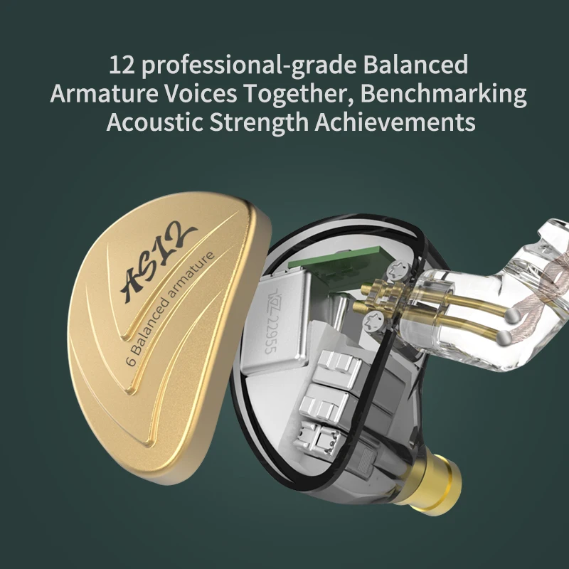 KZ AS12 6BA Drive Units In Ear Earphone 6 Balanced