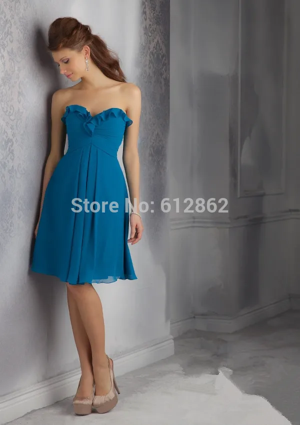 Strapless Elegant Short Royal Blue Bridesmaid Dressesbridesmaid