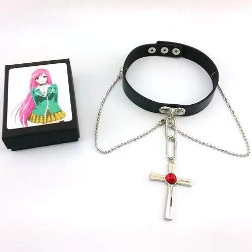 

2016 Rosario + Vampire Akashiya Moka cosplay necklace Punk collar necklace 37CM Animation props accessories statement necklace