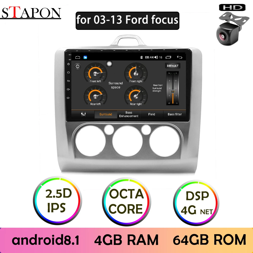 STAPON 9 дюймов для Ford focus 03 13 Android 8 1 4GRAM 64GBROM IPS DSP 4G Автомобильный мультимедийный dvd