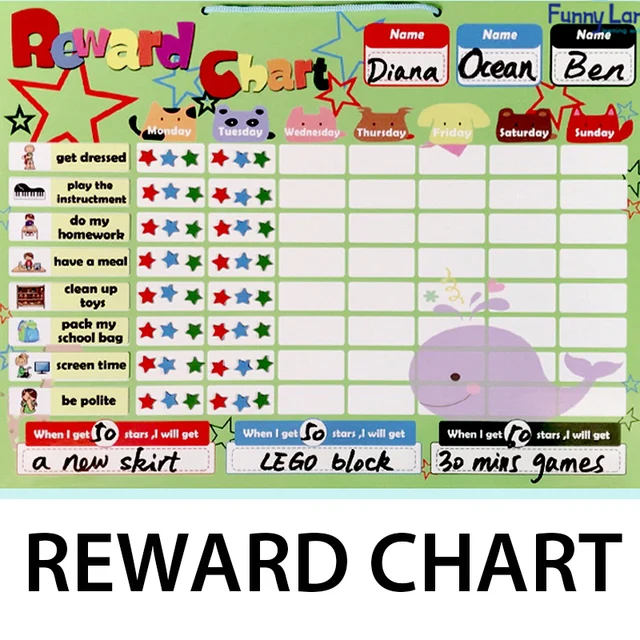 Kids Reward Charts With Magnetic Sticker Letters Alphabet