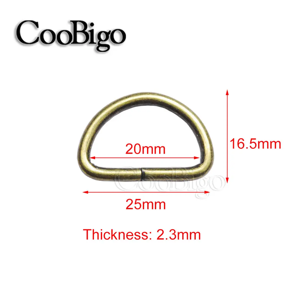 20 шт. 3/"~ 1" Dee D кольцо металлическая пряжка ЛЯМКИ рюкзак сумка кожевенное ремесло ремень ошейник для домашних животных DIY Швейные детали аксессуары - Цвет: 20mm Antique Bronze