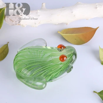 

H&D Handmade Frog Art Glass Hand Blown Reptiles Animal Home Office Collection Paperweight Decoration Accessories 4.3"