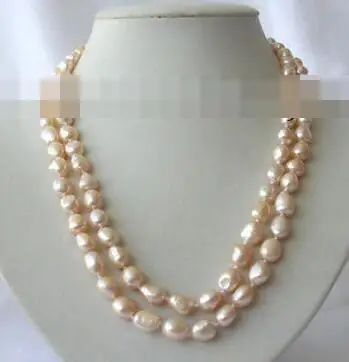 stunning 19&quot 2rows 8-9mm baroque pink freshwater cultured pearl necklace s1340 | Украшения и аксессуары