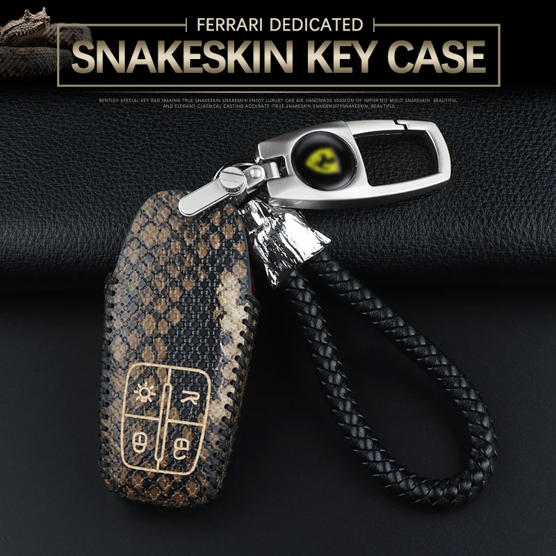 luckesy leather key cover for Ferrari 488 2017 2018 car key case holder
