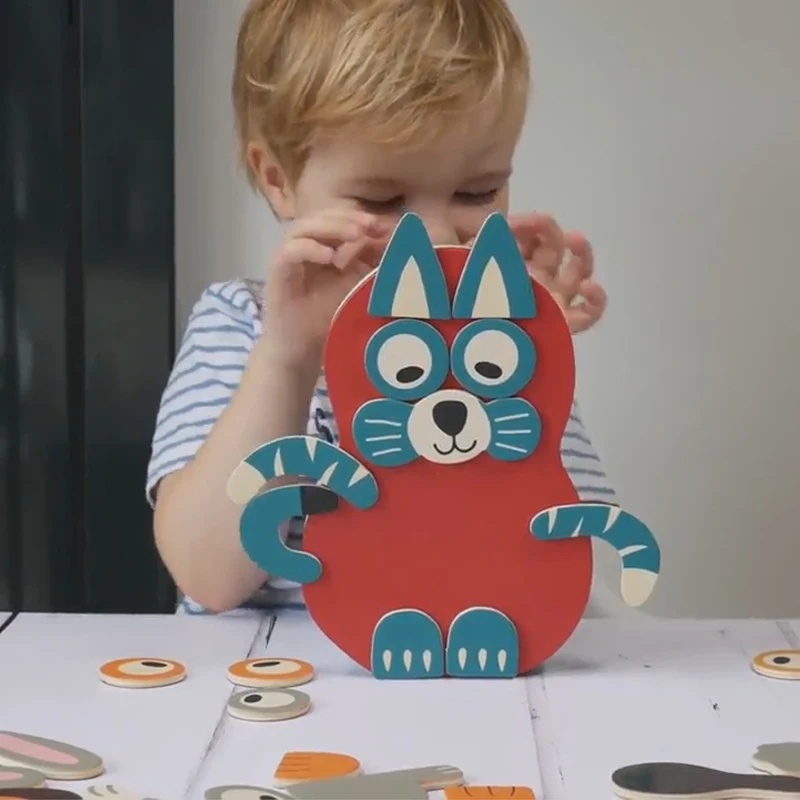 

New Funny Magnetic 3D Puzzle animal people Changing clothes interesting Jigsaw Puzzle baby kids education Toys with Iron Box toy